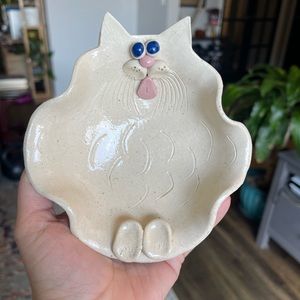 Vintage Ceramic Cat Soap Dish Handmade